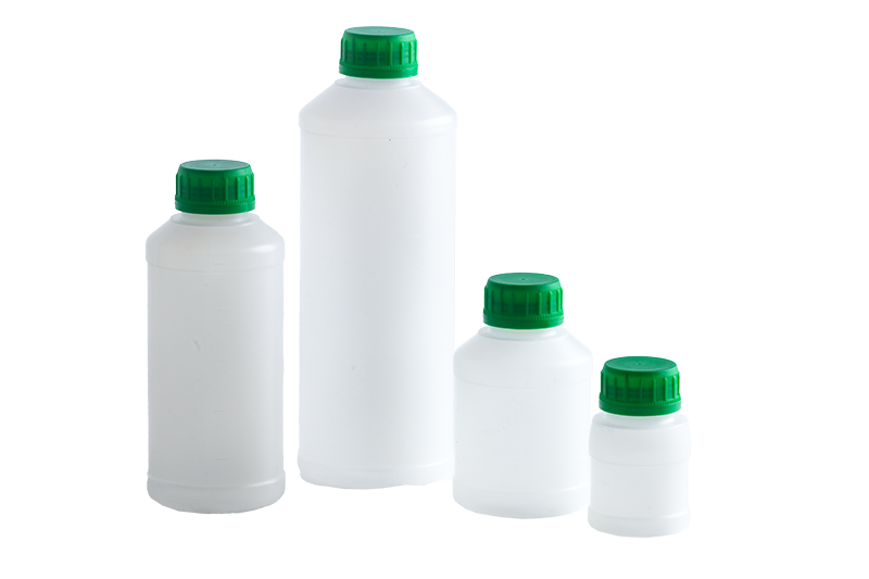 Plastikflasche PE-HD mit Skala und Korken